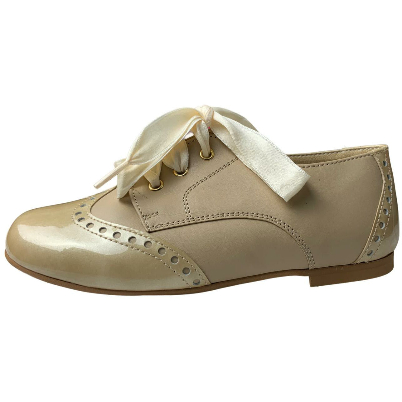 Clarys Beige Patent Lace Up Shoe